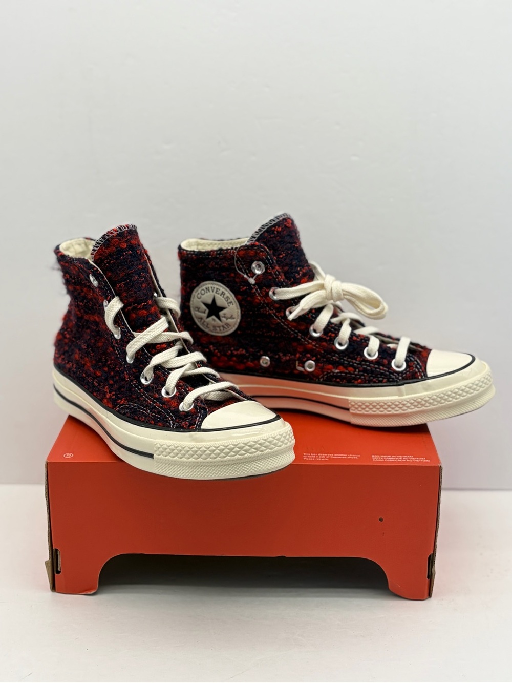 Converse Women’s High Top Sneakers - Red and Black Tweed